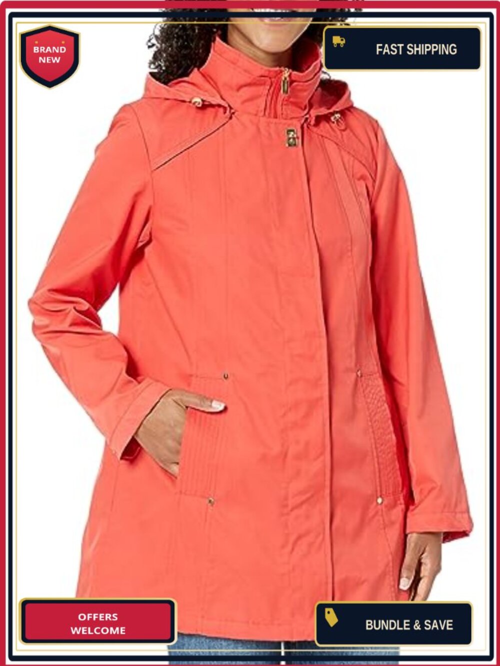 Water Resistant Cotton Polyester Raincoat with Belt
